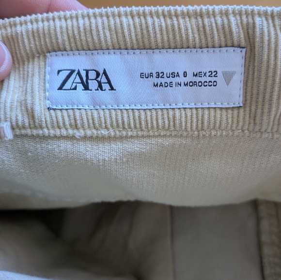 NWOT ZARA Corduroy Women Pants Size 0 Beige Light Yellow Color 100% Cotton Baggy - Picture 7 of 12